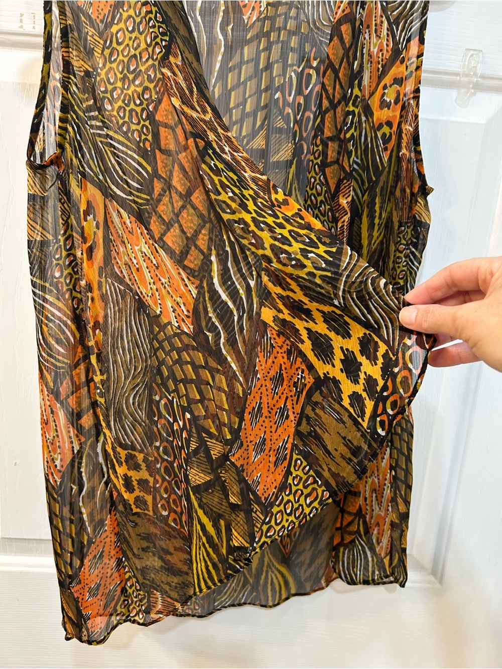 Bob Mackie Animal Print Color Block Vest Sz M Lightweight Wearable Art Butterfly - Picture 4 of 7